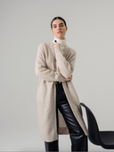 Women's oversized lightweight cashmere duster cardigan in Light Brown