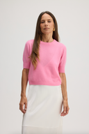 Womens Cashmere Short Sleeve tee in Hot Pink