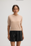Womens Cashmere Short Sleeve tee in Pale Pink
