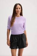 Women's short sleeve silk cashmere sweater in Lilac