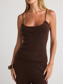 Women's silk cashmere cami in Dark Brown