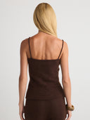 Women's silk cashmere cami in Dark Brown