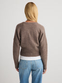 Women's silk cashmere cardigan button up sweater in Brown