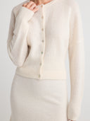 Women's silk cashmere cardigan button up sweater in White