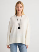 Women's white oversized cashmere crewneck sweater