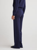 Women's wide leg silk cashmere pants in Navy