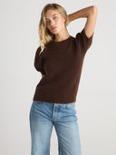 Women's short sleeve cashmere tee in Brown