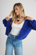 Women's oversized cashmere no button/open cardigan in Cobalt Blue