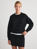Women's cashmere button up sweater in Black