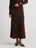Women's cashmere knit maxi skirt in Dark Brown