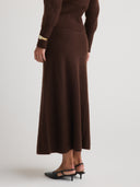 Women's cashmere knit maxi skirt in Dark Brown