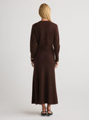 Women's cashmere knit maxi skirt in Dark Brown