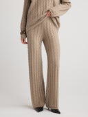 Women's wide leg cashmere cable knit  sweatpants in Taupe