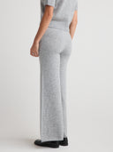 Women's wide leg silk cashmere lounge pants in Light Grey  |  Shop cashmere sweatpants & trousers