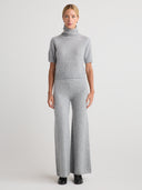 Women's wide leg silk cashmere lounge pants in Light Grey  |  Shop cashmere sweatpants & trousers