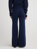 Women's wide leg silk cashmere lounge pants in navy | Shop cashmere sweatpants & trousers