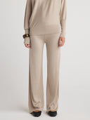 Women's wide leg silk cashmere pants in Taupe