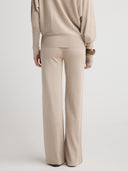 Women's wide leg silk cashmere pants in Taupe