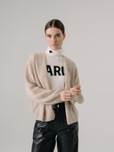 Women's Oversized Open Cashmere Cardigan with No Button in Jute