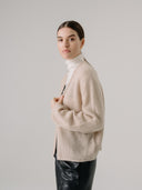 Women's Oversized Open Cashmere Cardigan with No Button in Jute