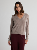 CIEL V Neck Sweater With Lace Trim