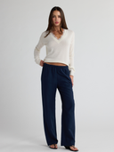 CIEL V Neck Sweater With Lace Trim