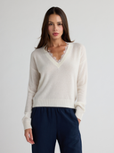CIEL V Neck Sweater With Lace Trim