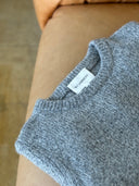 Womens Brushed Cashmere Short Sleeve Top in Light Gray
