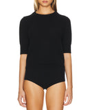 Amelie 100% Cashmere Underwear & Lounge Shorts in Black | Front View