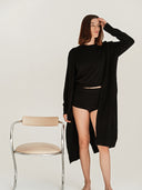 Women's Black Cashmere Underwear Lounge Set 