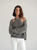 Womens Cashmere Halter Tank Top in Heather Gray