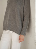 Women's oversized cashmere jumper in Heather Grey
