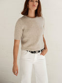 Womens Brushed Cashmere Short Sleeve Top in Earth