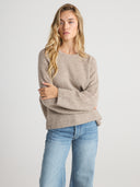 Women's Oversized Cashmere Crewneck Sweater in Heather Brown | Front View