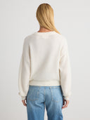 Renee Cashmere Cardigan: Timeless Luxury & Softness Button Up Cardigan Shirt in White | Back View