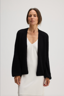 Women's Oversized Open Cashmere Cardigan with No Button in Black