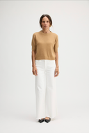 Womens Cashmere Short Sleeve tee in Sand