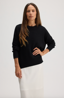 Women's oversized cotton cashmere sweater in Black