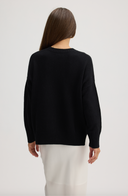 Women's oversized cotton cashmere sweater in Black
