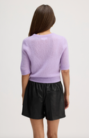 Women's short sleeve silk cashmere sweater in Lilac