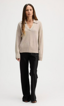Women's V neck sweater in Taupe