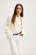 Women's off the shoulder cotton cashmere blend sweater in Ivory