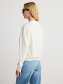 Shop women's cashmere long sleeve polo in Ivory | cashmere sweater for women 