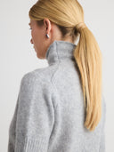 Shop women's lightweight cashmere short sleeves turtleneck sweater in Light Gray