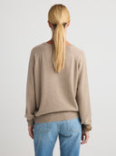 Shop women's v neck cashmere sweater in Taupe