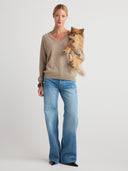 Shop women's v neck cashmere sweater in Taupe