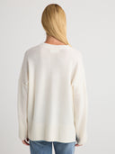 Shop women's white oversized cashmere crewneck sweater 