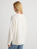 Shop women's white oversized cashmere crewneck sweater 