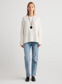 Shop women's white oversized cashmere crewneck sweater 