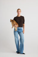 Womens Cashmere Short Sleeve tee in Dark Brown